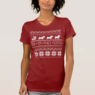 Love Joy Peace Scotties Christmas Holiday Dogs T-Shirt
