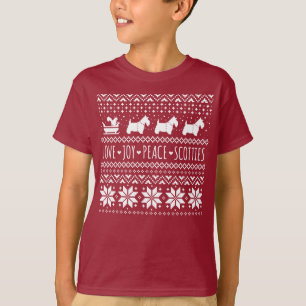 Love Joy Peace Scotties Christmas Holiday Dogs T-Shirt