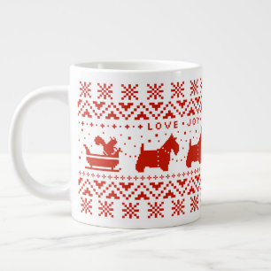 Love Joy Peace Scotties Festive Christmas Dogs Giant Coffee Mug