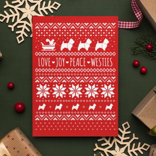 Love Joy Peace Westies Cute Dogs Christmas Card