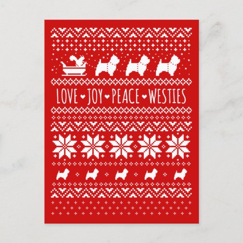 Love Joy Peace Westies Cute Dogs Christmas Holiday Postcard