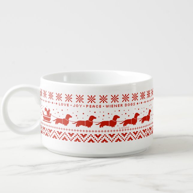 Love Joy Peace Wiener Dogs | Fun Dachshund Holiday Bowl (Right)
