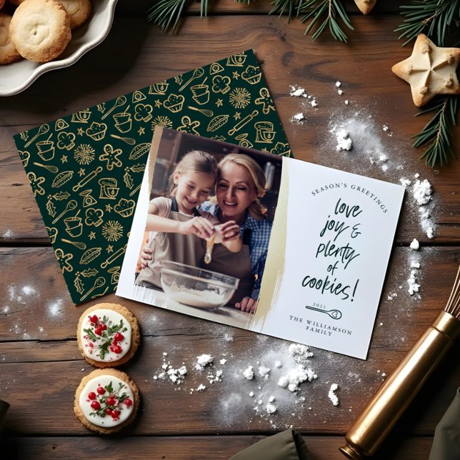Love Joy & Plenty of Cookies Family Baking Photo Holiday Card (Love Joy & Plenty of Cookies Family Baking Photo Holiday Card)