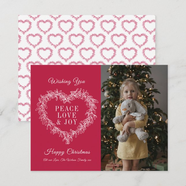 Love joy red mistletoe heart photo Christmas (Front/Back)