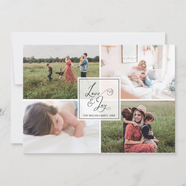 Love & Joy | Simple Photo Collage Christmas Card (Front)