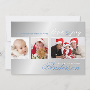 Love & Joy Tri-Photo Holiday Photo Card