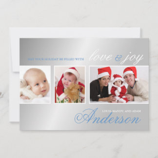 Love & Joy Tri-Photo Holiday Photo Card