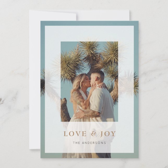 Love & Joy Vellum Overlay Holiday Photo Card (Front)