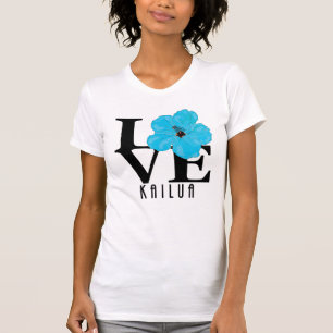 LOVE Kailua Blue Hibiscus (front print) T-Shirt