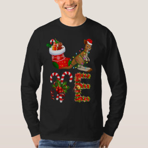 Love Kangaroo Christmas Lights Led Santa Hat Chris T-Shirt
