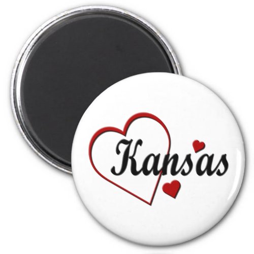Love Kansas Hearts Magnet