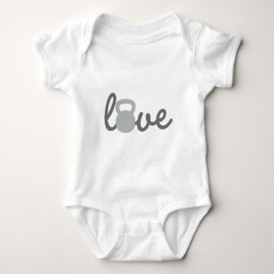 Love Kettlebell Grey Baby Bodysuit