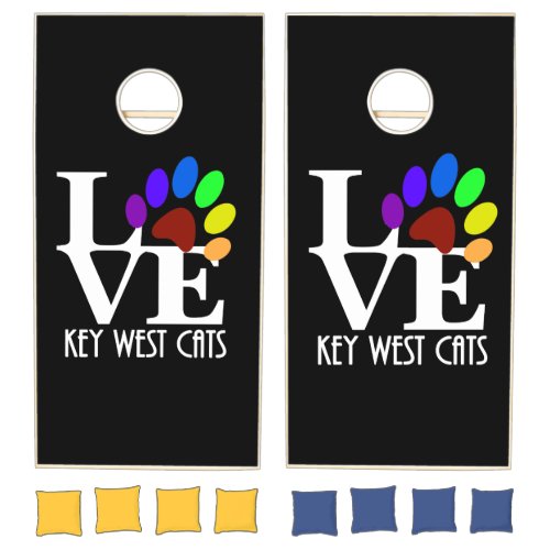 LOVE Key West Cats 6 Toed Cats polydactyl Cornhole Set