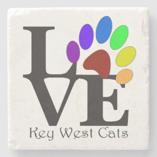 LOVE Key West Cats Stone Coaster