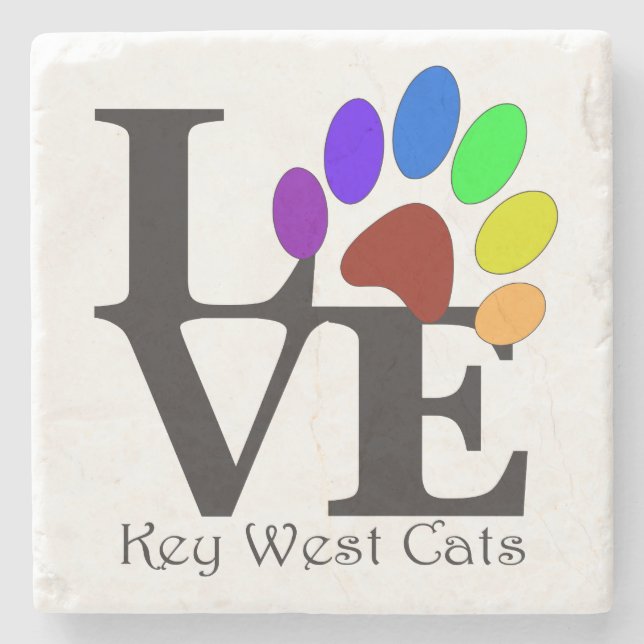 LOVE Key West Cats Stone Coaster (Front)