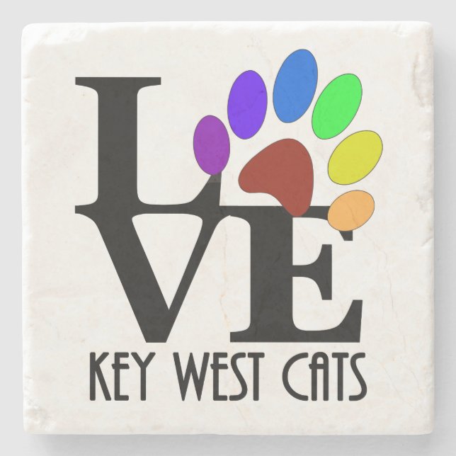 LOVE Key West Cats Stone Coaster (Front)