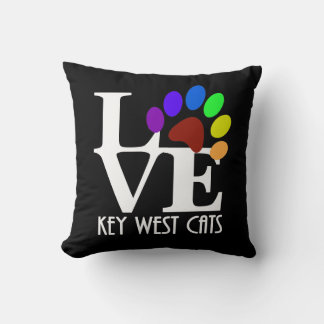 LOVE Key West Cats (white text) Throw Pillow