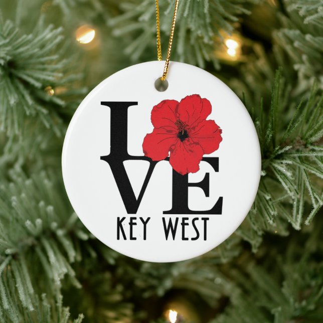 LOVE Key West Florida Ceramic Ornament (Tree)