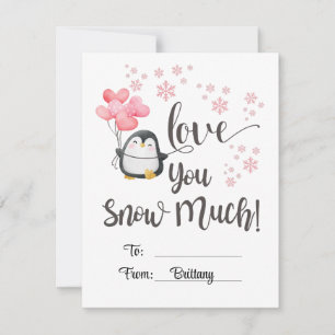 Love - KIDS Cute Penguin Personalized Valentine Note Card