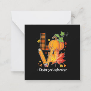 LOVE Kindergarten Teacher Fall Leaves Autumn Note Card