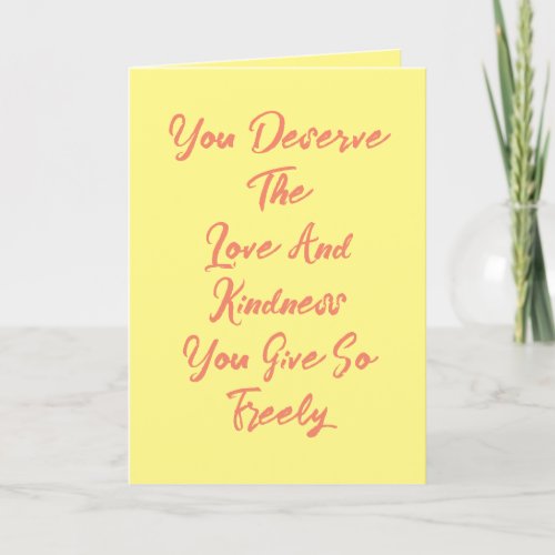 Love Kindness Sweet Caring Cute Yellow Quote Thank You Card