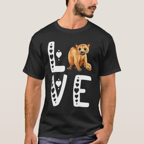 Love Kinkajou Night Walker Prehensile Animal Heart T_Shirt