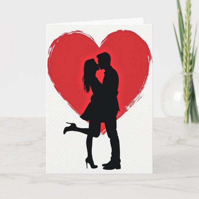 Love Kiss Heart Couple Anniversary Card (Front)