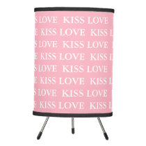 Love  & Kiss Pink And White Nursery Room Decor Tripod Lamp