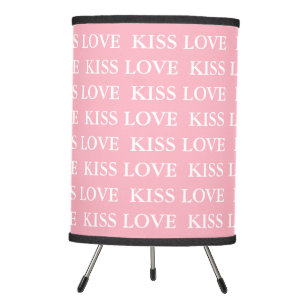 Love & Kiss Pink And White Nursery Room Decor Tripod Lamp
