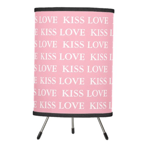 Love   Kiss Pink And White Nursery Room Decor Tripod Lamp