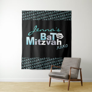 LOVE & KISSES Aqua Bat Mitzvah Photo-Op Backdrop