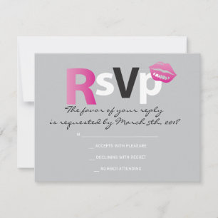 LOVE & KISSES Hot Pink Bat Mitzvah Reply Card