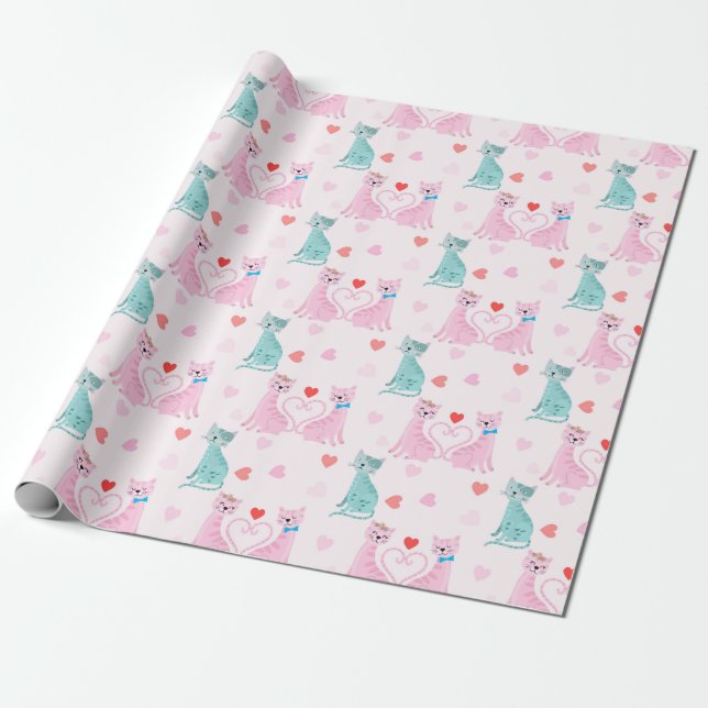 Love Kitties Wrapping Paper (Unrolled)
