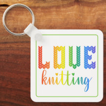 Love Knitting Bright Colorful Cute Keychain