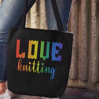 Love Knitting Colorful Cute Tote Bag