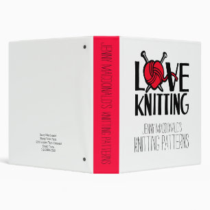 Love knitting Knitters Patterns red wool folder