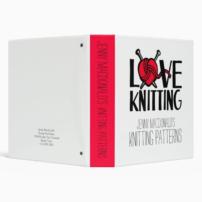 Love knitting Knitters Patterns red wool folder (Background)
