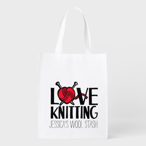 Love knitting wool stash red bag