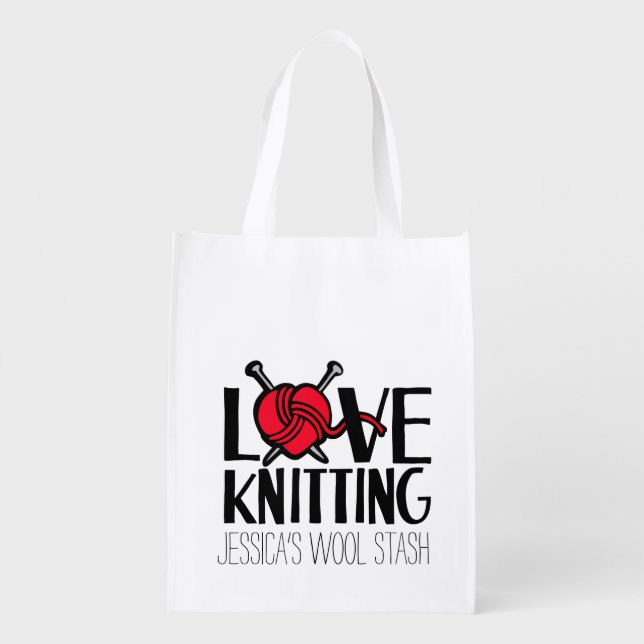 Love knitting wool stash red bag (Back)