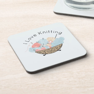Love Knitting Yarn Bowl Beverage Coaster