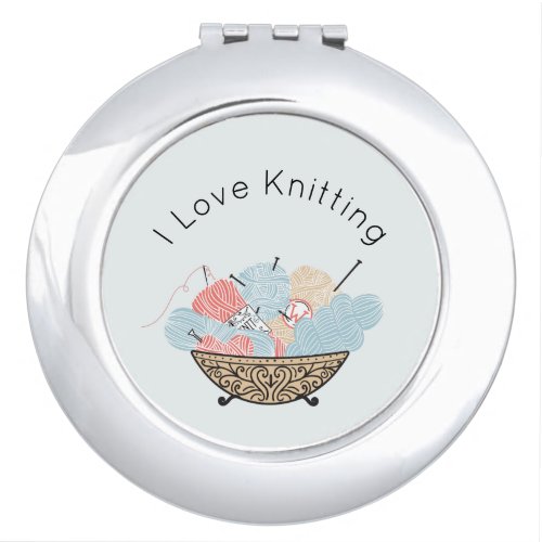 Love Knitting Yarn Bowl Customizable Compact Mirror