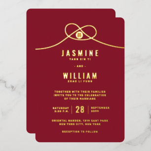 Love Knot Union Double Happiness Chinese Wedding F Foil Invitation