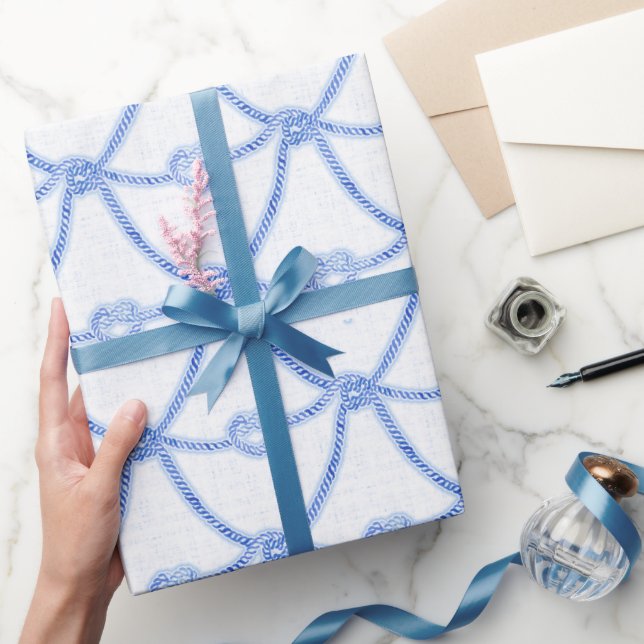 Love Knots Blue Rope Wrapping Paper (Gifting)