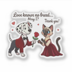 Love Knows No Breed Dalmatian and Siamese Cat Sticker