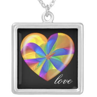 Love Knows No Color Kaleidoscope Amber Heart Personalized Necklace
