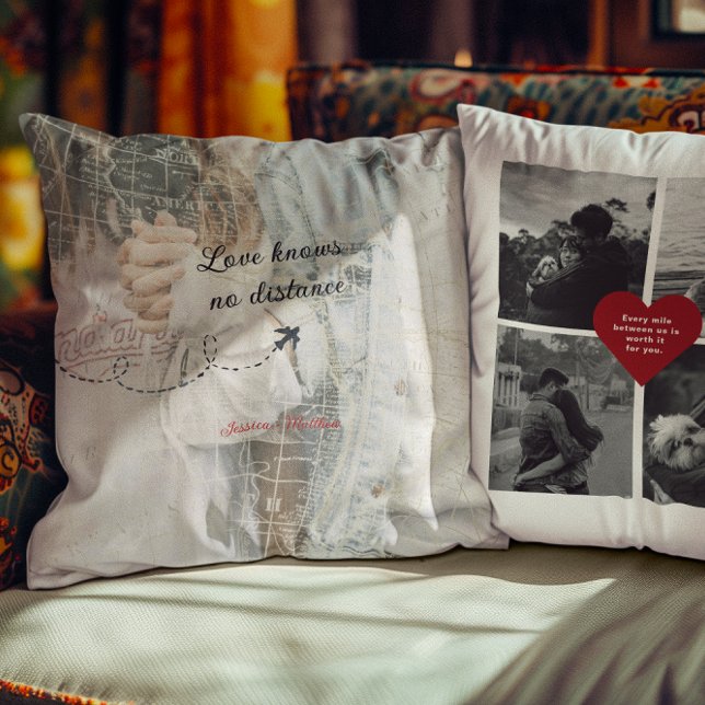 Love Knows No Distance Long-Distance Relationship Throw Pillow (Creator Uploaded)