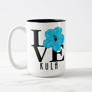 LOVE Kula Blue Hibiscus 15oz Two-Tone Coffee Mug