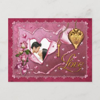 Love Lace And Hearts - Customize Postcard by SpiceTree_Weddings at Zazzle