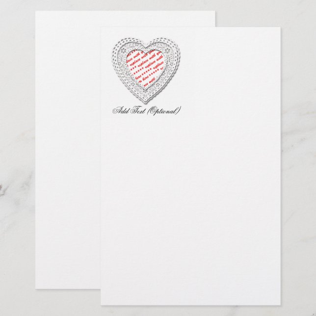 Love Laced Heart Shaped Photo Frame Stationery (Front/Back)