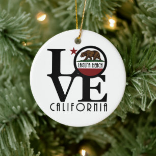 LOVE Laguna Beach California Ceramic Ornament